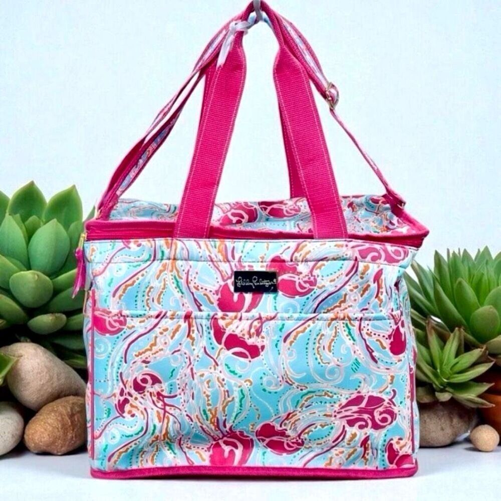 NWT Lilly Pulitzer Insulated cooler pink blue Jellies Be Jammin lunch beach bag